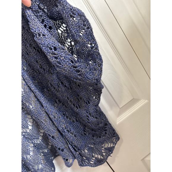 Theory open knit crochet blue sweater cocoon dolman sweater small - Picture 4 of 6